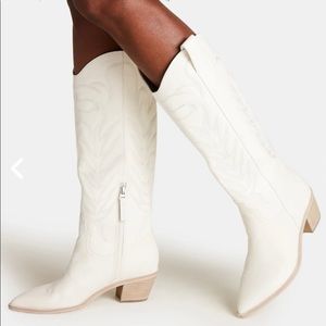 Dolce Vita Solei Boots - White Embossed Leather